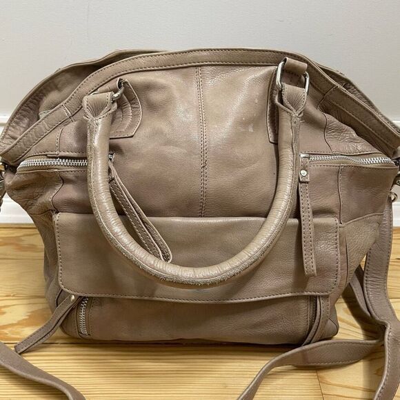 Day and Mood Hannah Bag Gray Beige Taupe Satchel shoulder strap Hobo Leather - Picture 2 of 13